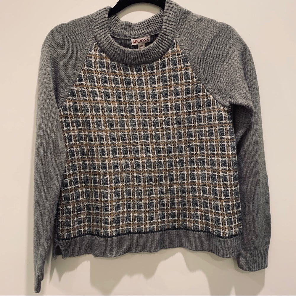 Merona plaid gray knit sweater